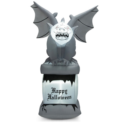 8.2 Feet Halloween Inflatable Gravestone with Gargoyle and LED Lights