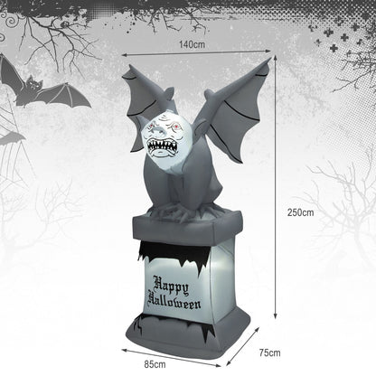 8.2 Feet Halloween Inflatable Gravestone with Gargoyle and LED Lights