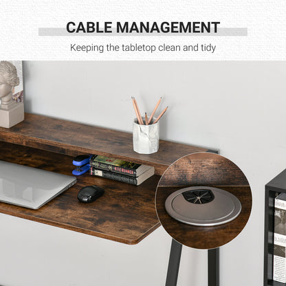 HOMCOM Writing Desk Computer Table Home Office PC Laptop Workstation Storage Shelf Color Rustic Brown