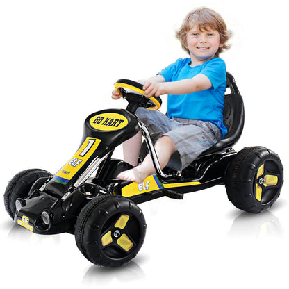 Kids Pedal Go Cart with Adjustable Seat and Non-Slip Wheels-Black