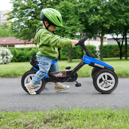 Kids Go Kart with Fully Enclosed Safety Chain Cover and Anti-Slip Wheels-Blue