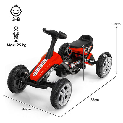 Kids Go Kart with Fully Enclosed Safety Chain Cover and Anti-Slip Wheels-Red