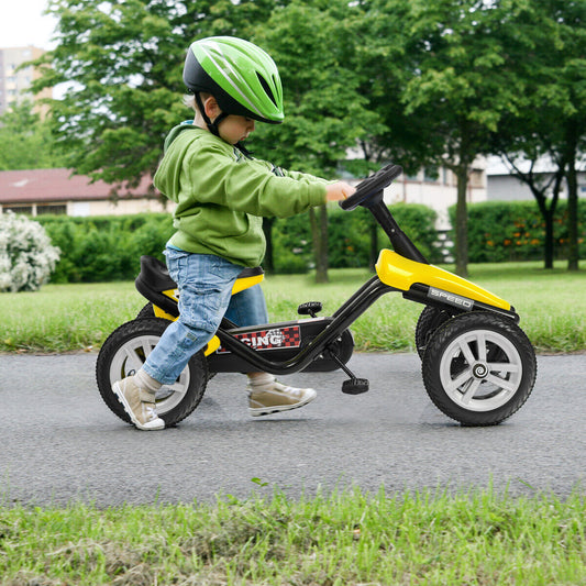 Kids Go Kart with Fully Enclosed Safety Chain Cover and Anti-Slip Wheels-Yellow