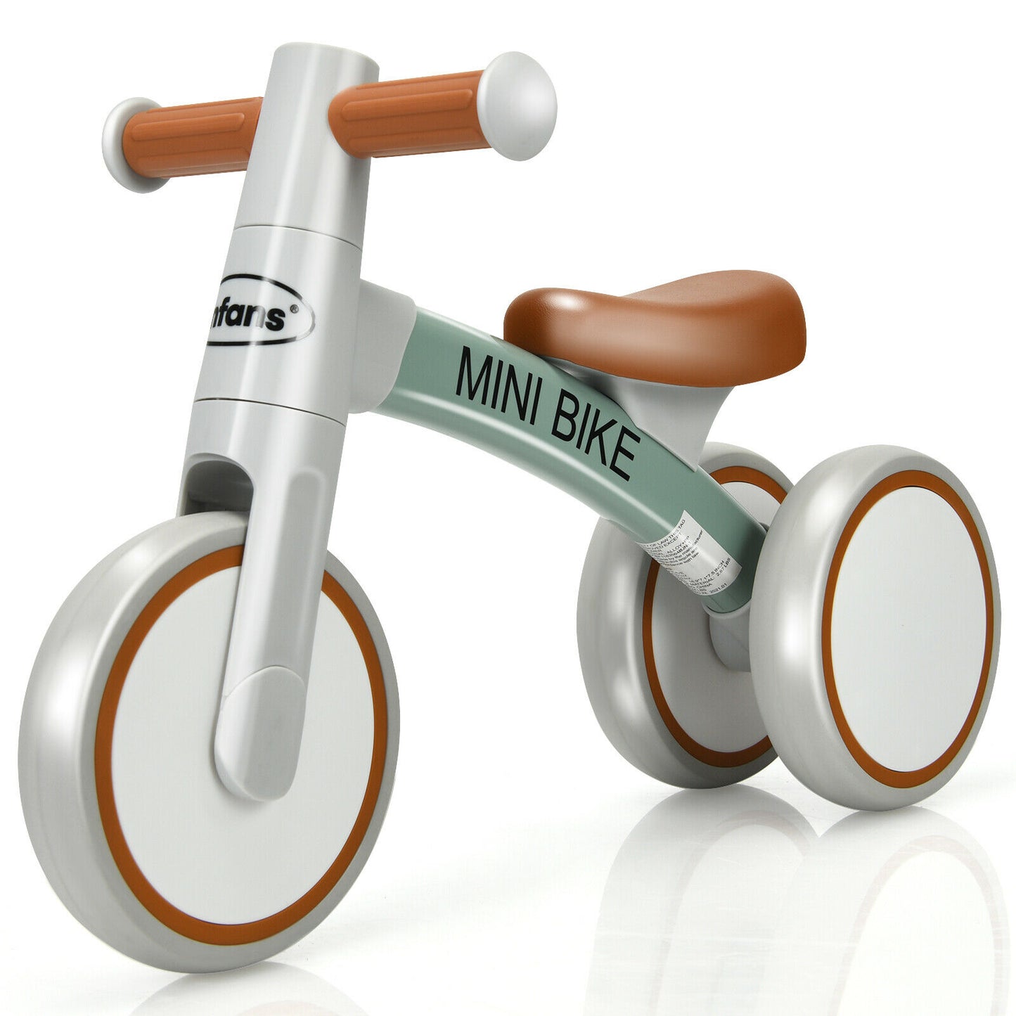 Baby Balance Bike with 3 Silent Wheels for 1-3 Years Old-Brown