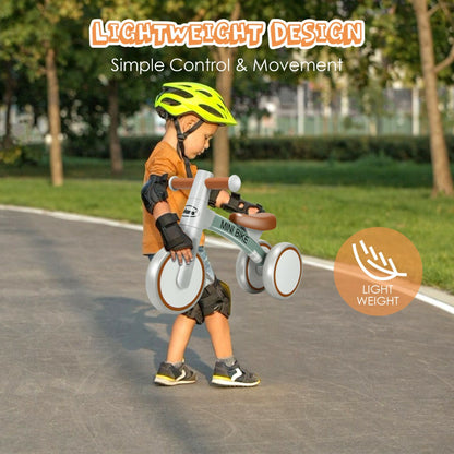 Baby Balance Bike with 3 Silent Wheels for 1-3 Years Old-Brown