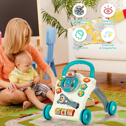 Sit to Stand Walker with Projection Music Wand and Game Panel-Blue
