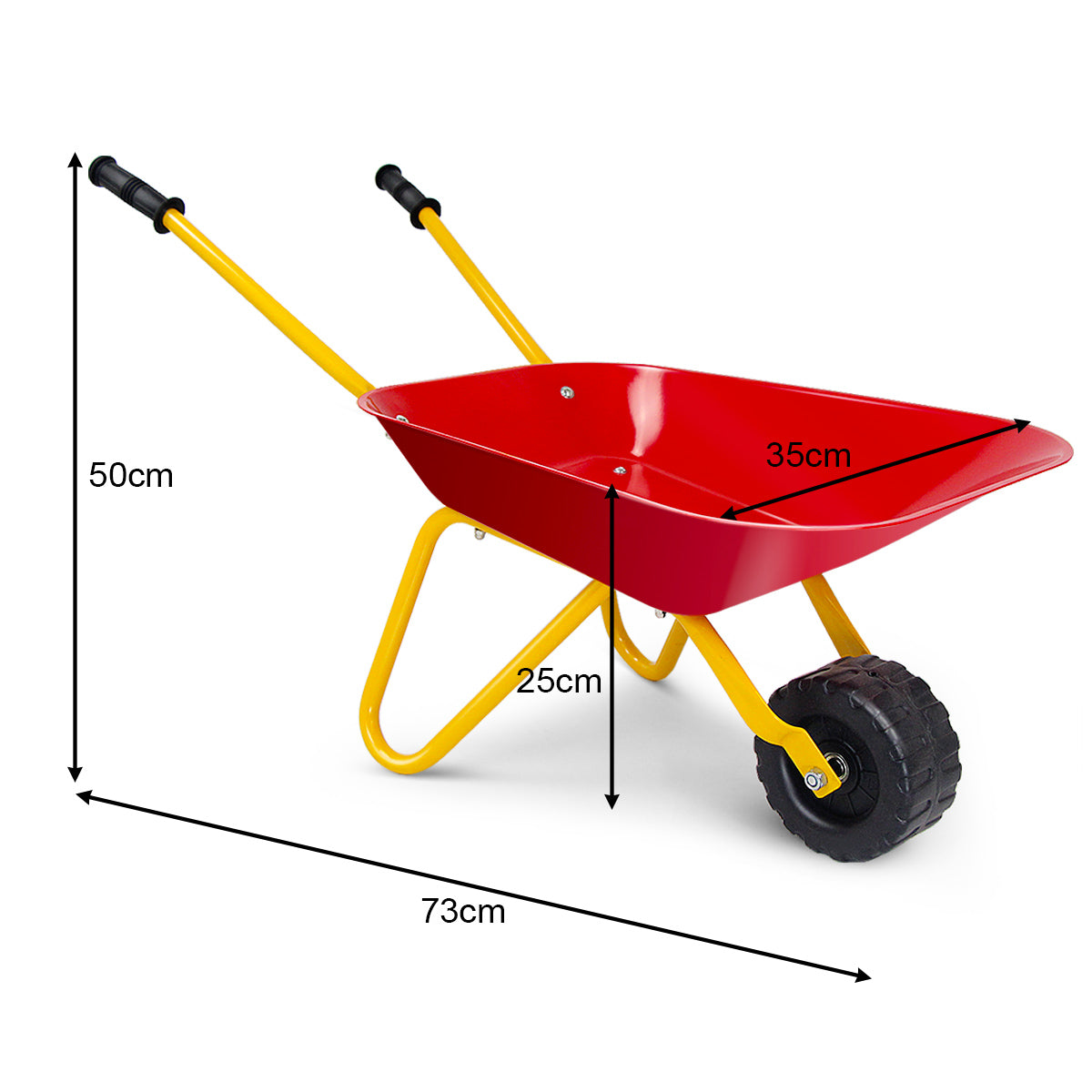 Kids Metal Cart Wheelbarrow Brick Toy Soil Garden Trolley-Red