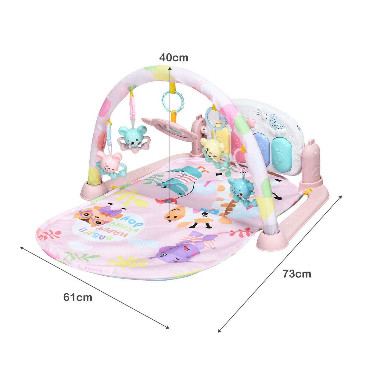 Baby Play Mat with Lights and  Music for Newborn-Pink