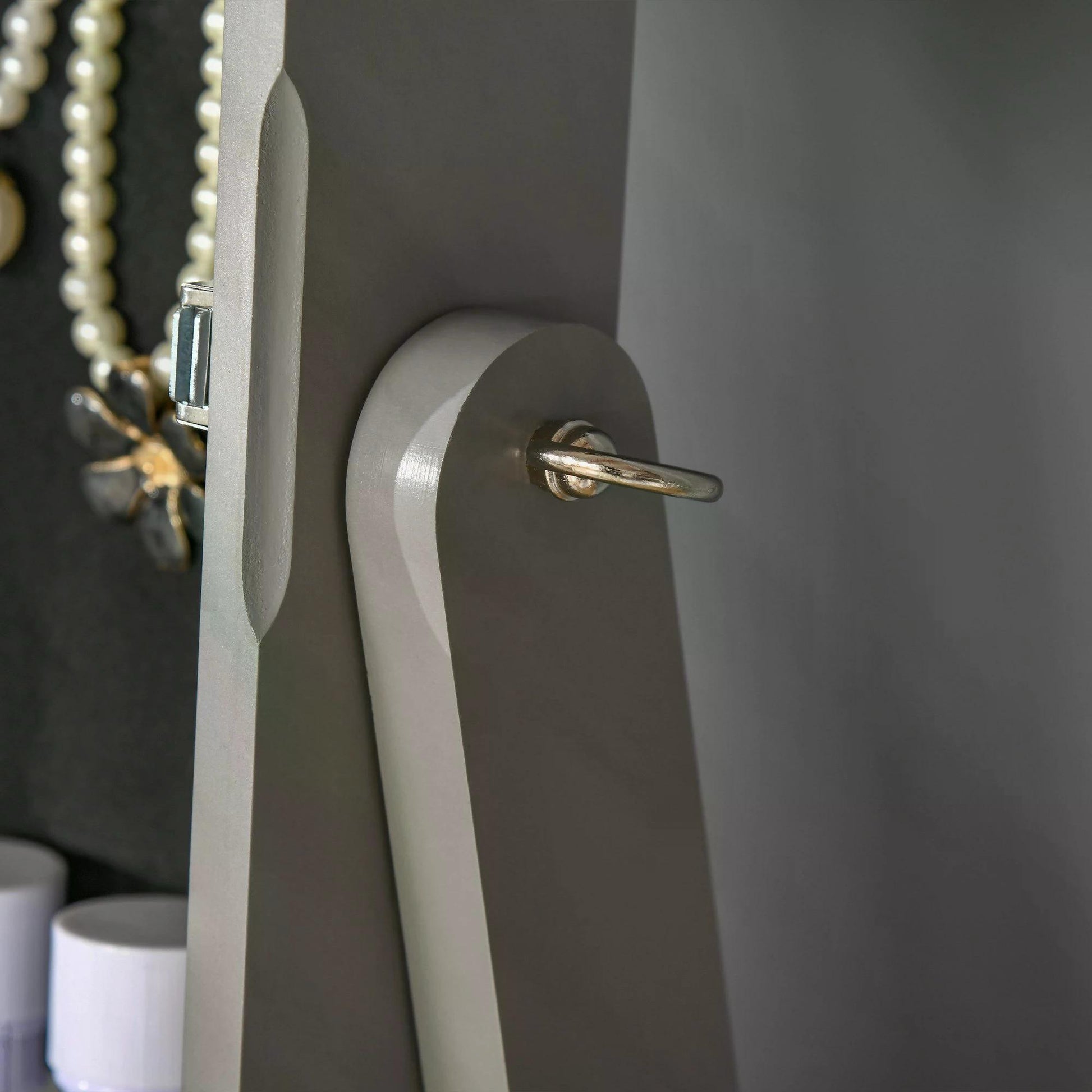 HOMCOM Jewellery Cabinet with Full-Length Mirror, Mirror Armoire, Lockable Jewellery Organiser for Bedroom Dressing Room, Grey