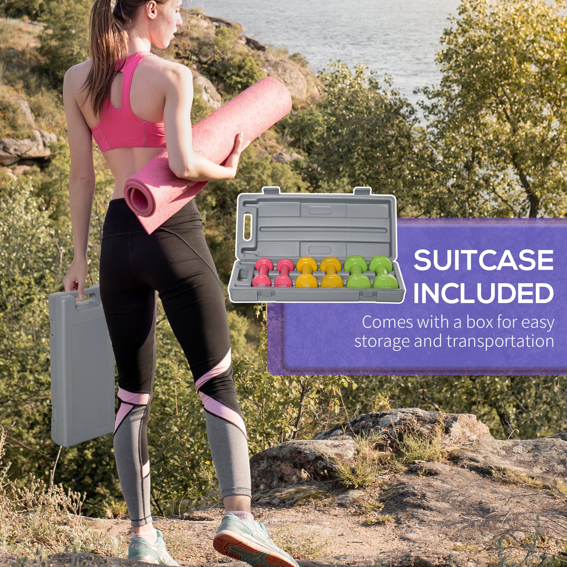 HOMCOM 6KG Dumbbell Set Fitness Weight Set for Men and Women Home Gym, Workout, Up Body Training