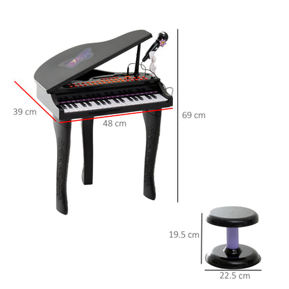 HOMCOM Mini Electronic Piano W/Stool-Black