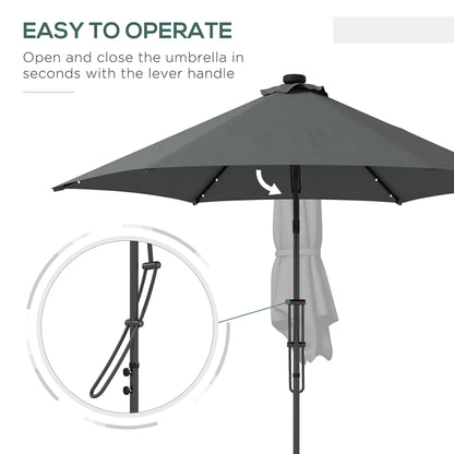 Outsunny 3(m) Solar LED Cantilever Parasol - Grey