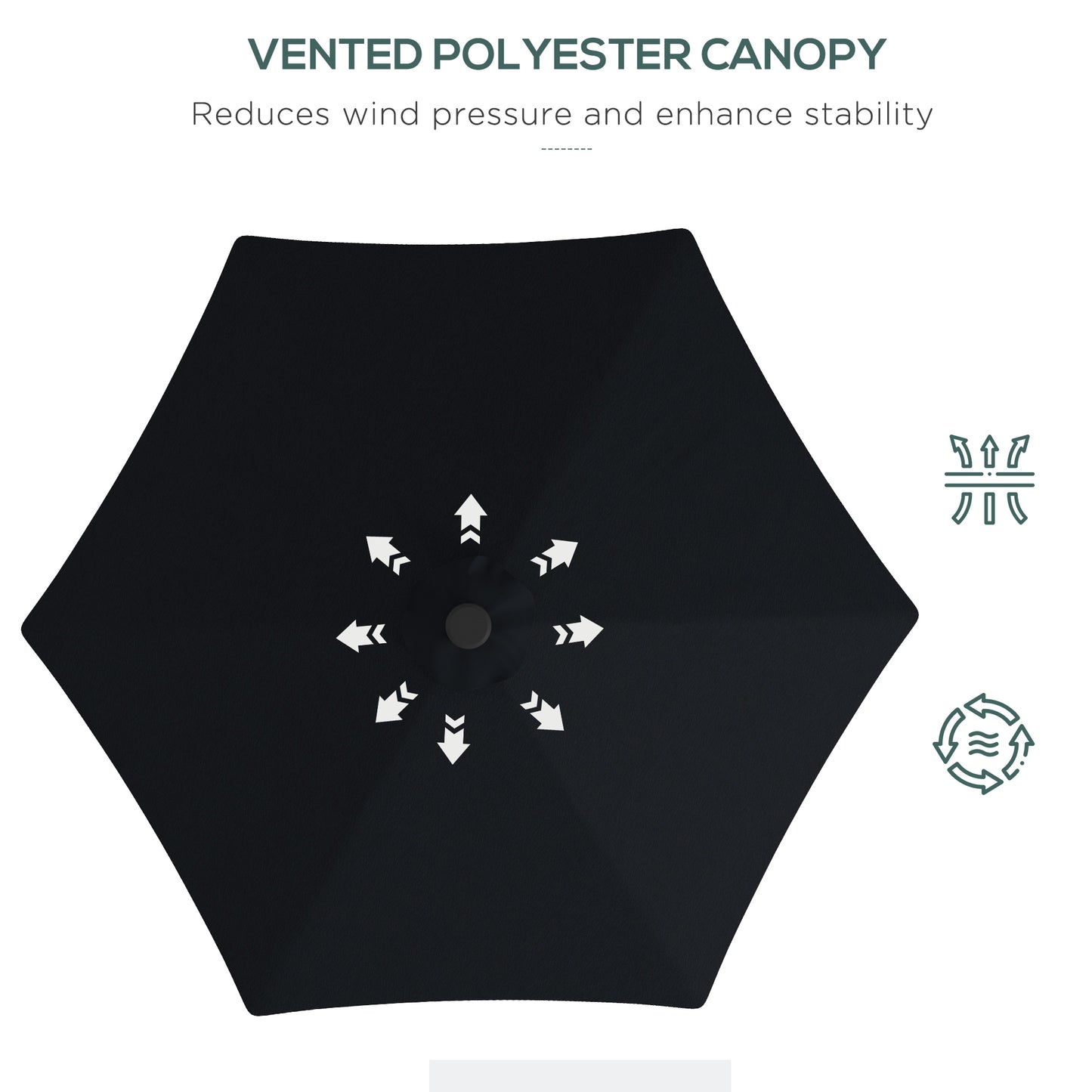 Outsunny 3(m) Solar LED Cantilever Parasol, Black