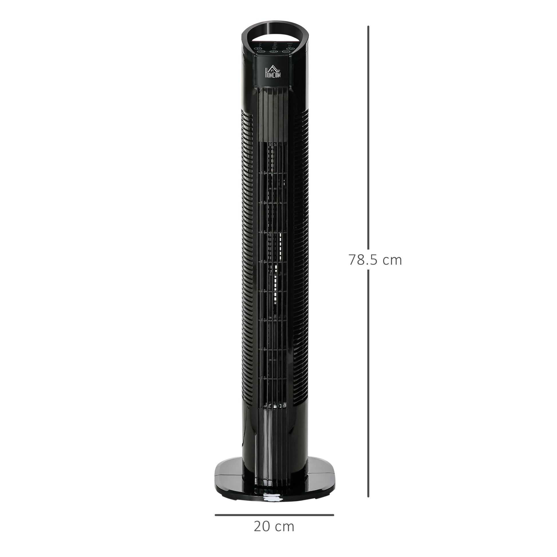 HOMCOM Freestanding Tower Fan, 3 Speed 3 Mode, 7.5h Timer, 70 Degree Oscillation, LED Panel, 5M Remote Controller, Black