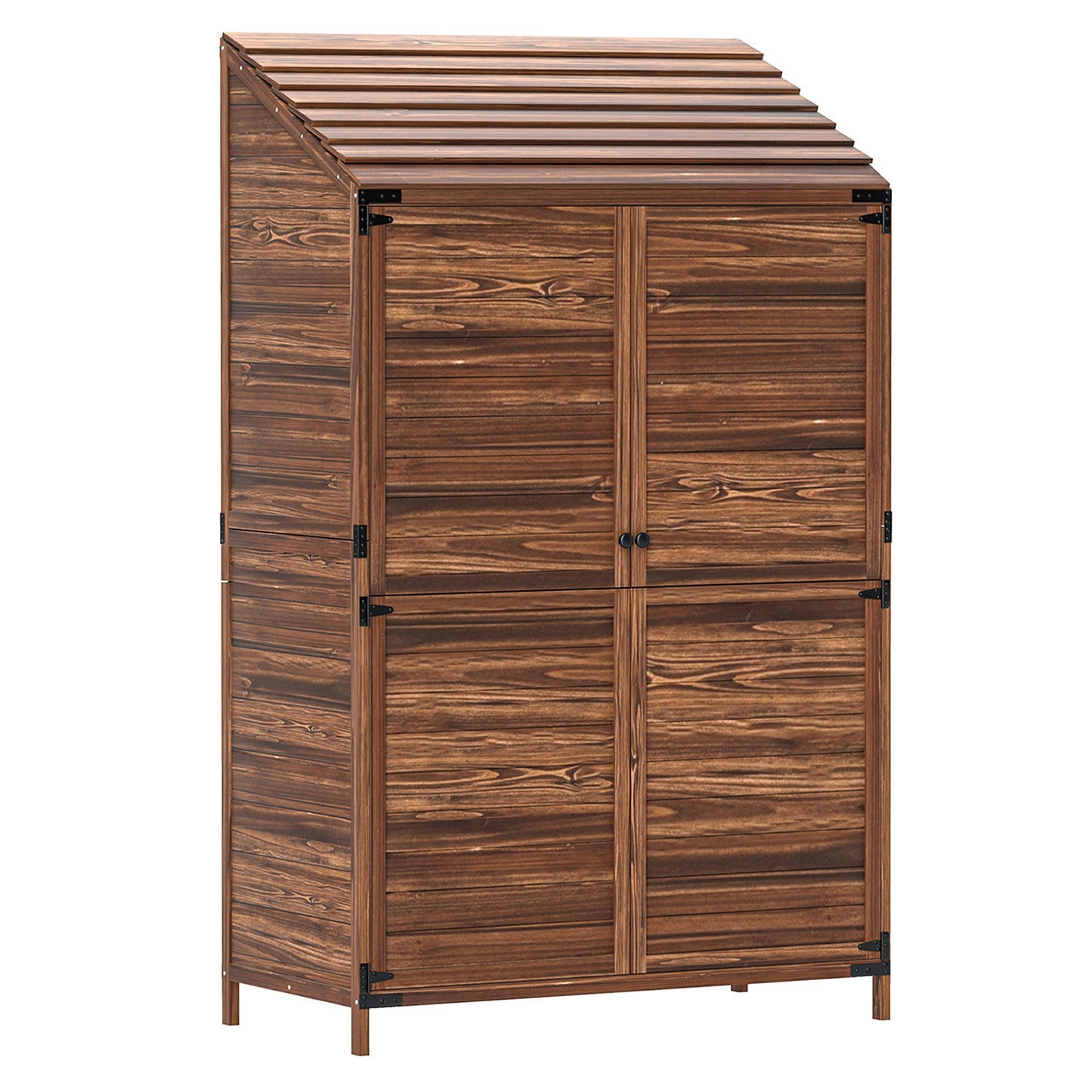 Outsunny 59 x 103.5 cm Two-Tier Wooden Garden Shed - Brown