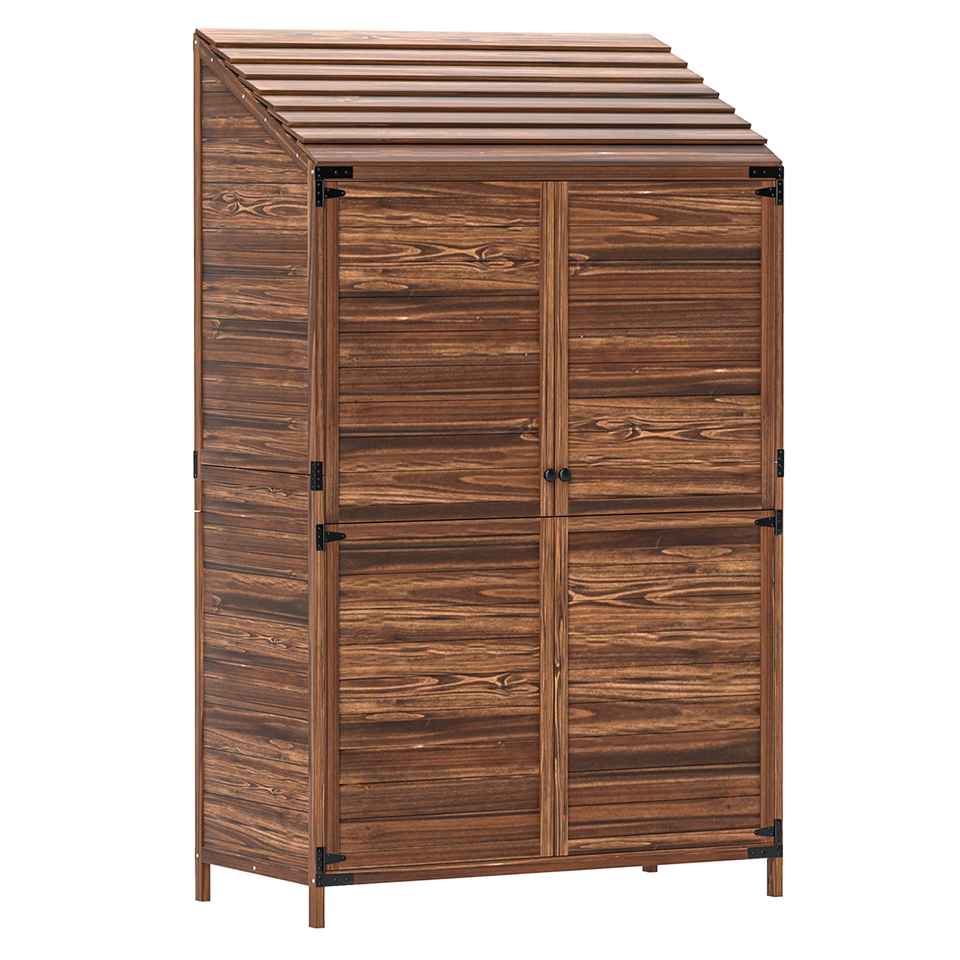 Outsunny 59 x 103.5 cm Two-Tier Wooden Garden Shed - Brown
