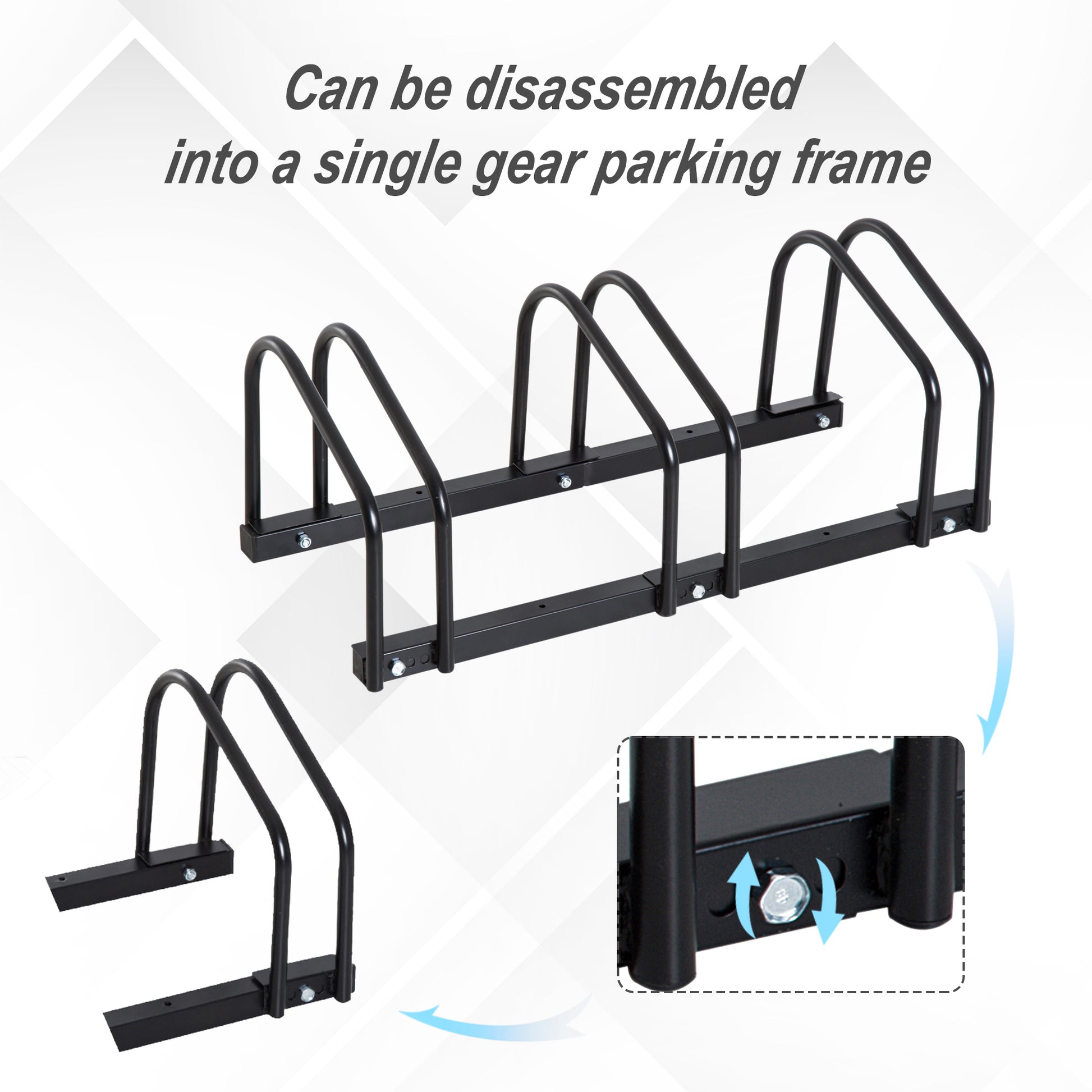 HOMCOM Bike Stand Parking Rack Floor or Wall Mount Bicycle Cycle Storage Locking Stand 76L x 33W x 27H (3 Racks, Black)