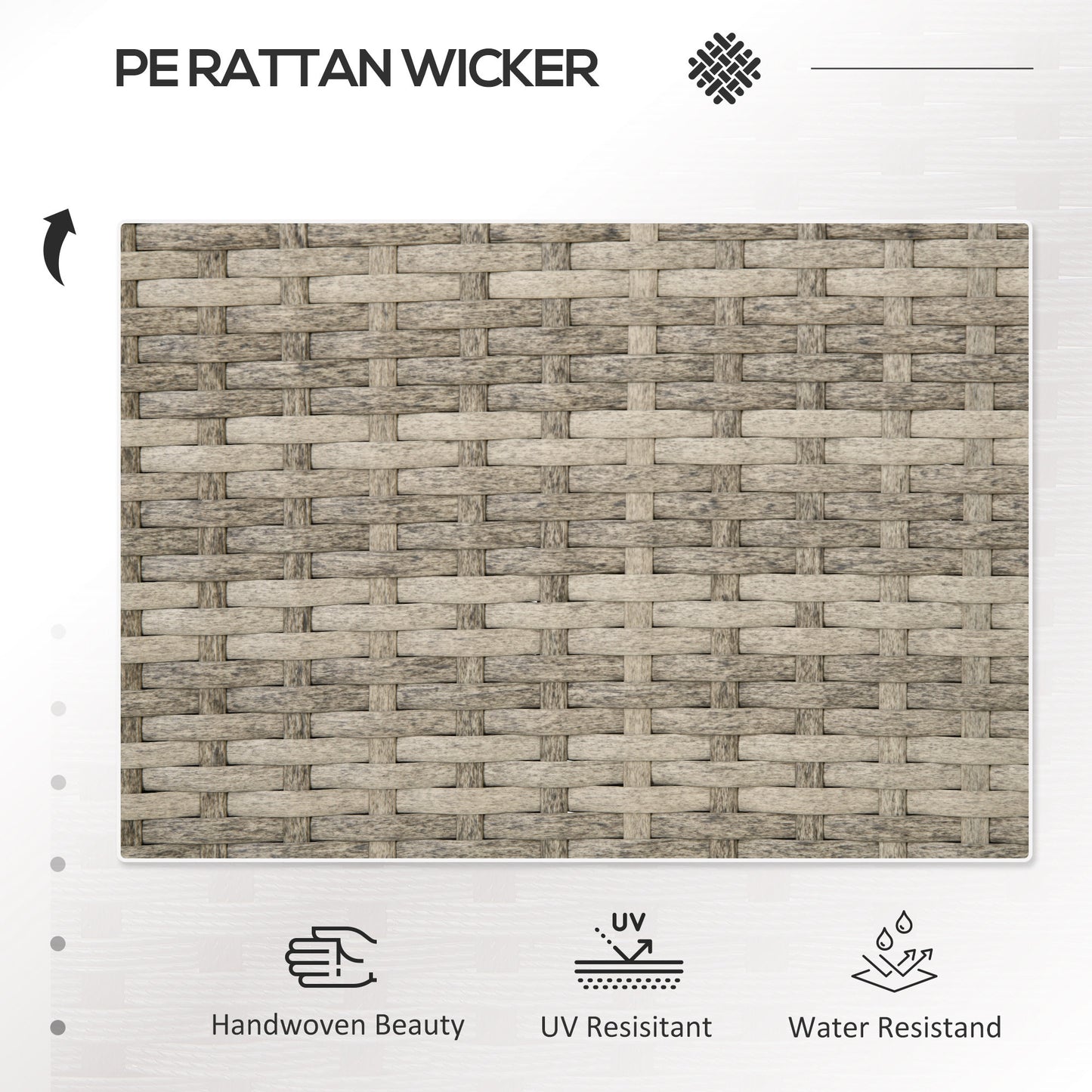 Outsunny Two-Seat Rattan Chair, with Middle Table - Grey