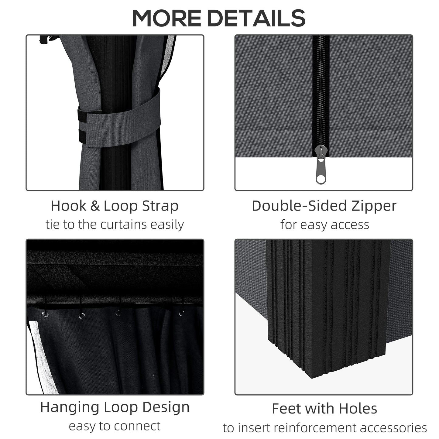 Outsunny 3.65 x 3m Aluminium Hardtop Gazebo, with Accessories - Dark Grey