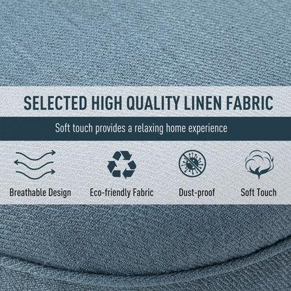 HOMCOM Fabric Single Sofa Dining Chair Tub Chair Upholstered W/ Pillow Solid Wood Leg Home Living Room Furniture Set of 2 Blue