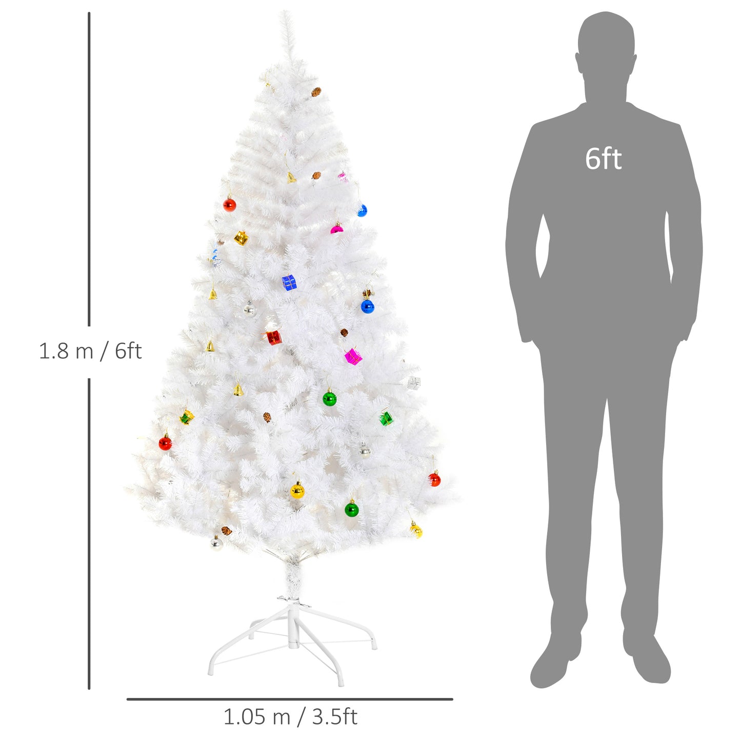 HOMCOM 6ft Snow Artificial Christmas Tree w/Metal Stand Decorations Home Seasonal Elegant Faux