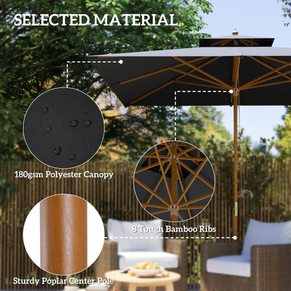 Outsunny 3 m Square Canopy Parasol - Black