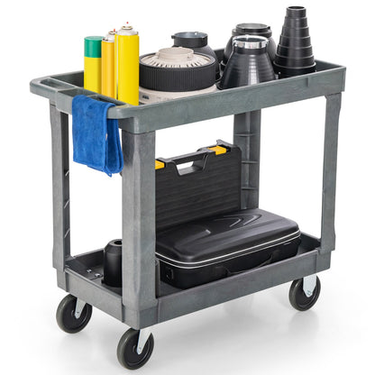 2-Tier Heavy-Duty PP Service Cart with 250 KG Max Load-Grey