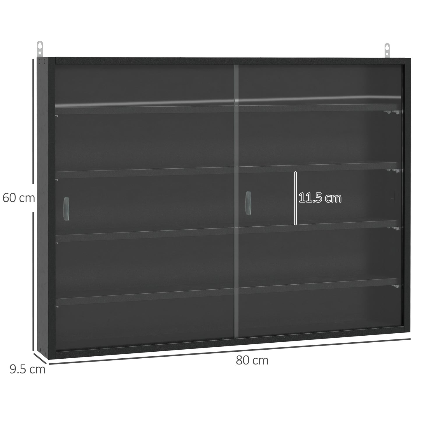 HOMCOM Particle Board 5-Tier Glass Door Display Cabinet Black