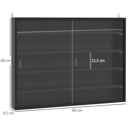 HOMCOM Particle Board 5-Tier Glass Door Display Cabinet Black
