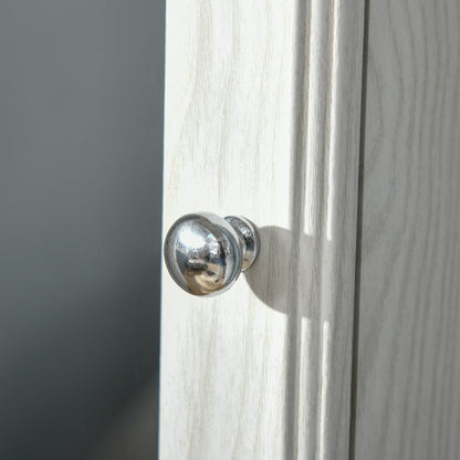 HOMCOM 360° Swivel Jewellery Cabinet, Mirror Armoire, Full Length Mirror, Lockable Jewellery Organizer with Built-In Small Mirror, White