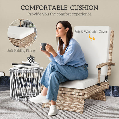 Outsunny 80° Reclining Rattan Lounger - White/Brown