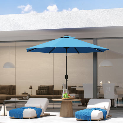 Outsunny 2.7m LED Light Parasol Umbrella - Blue