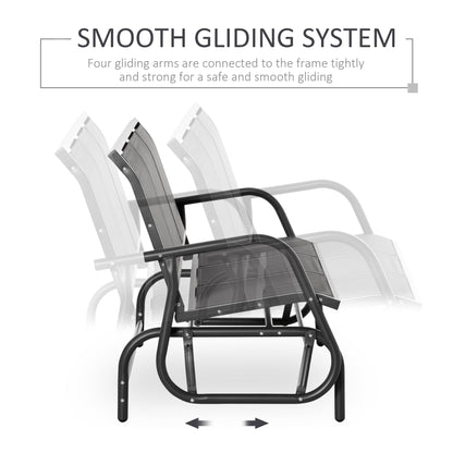 Outsunny 3-Seat Glider Rocking Chair for 3 People Garden Bench Patio Furniture Metal Frame, Grey