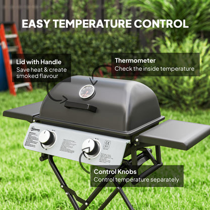 Outsunny Two-Burner Portable Suitcase BBQ - Black