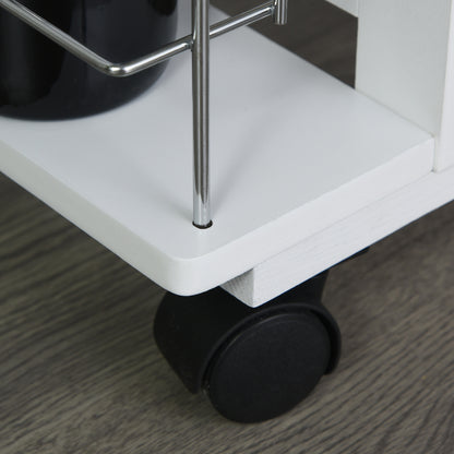 HOMCOM Rolling Kitchen Cart, Utility Storage Cart with 4 Basket Drawers & Side Racks, Wheels for Dining Room, Brown