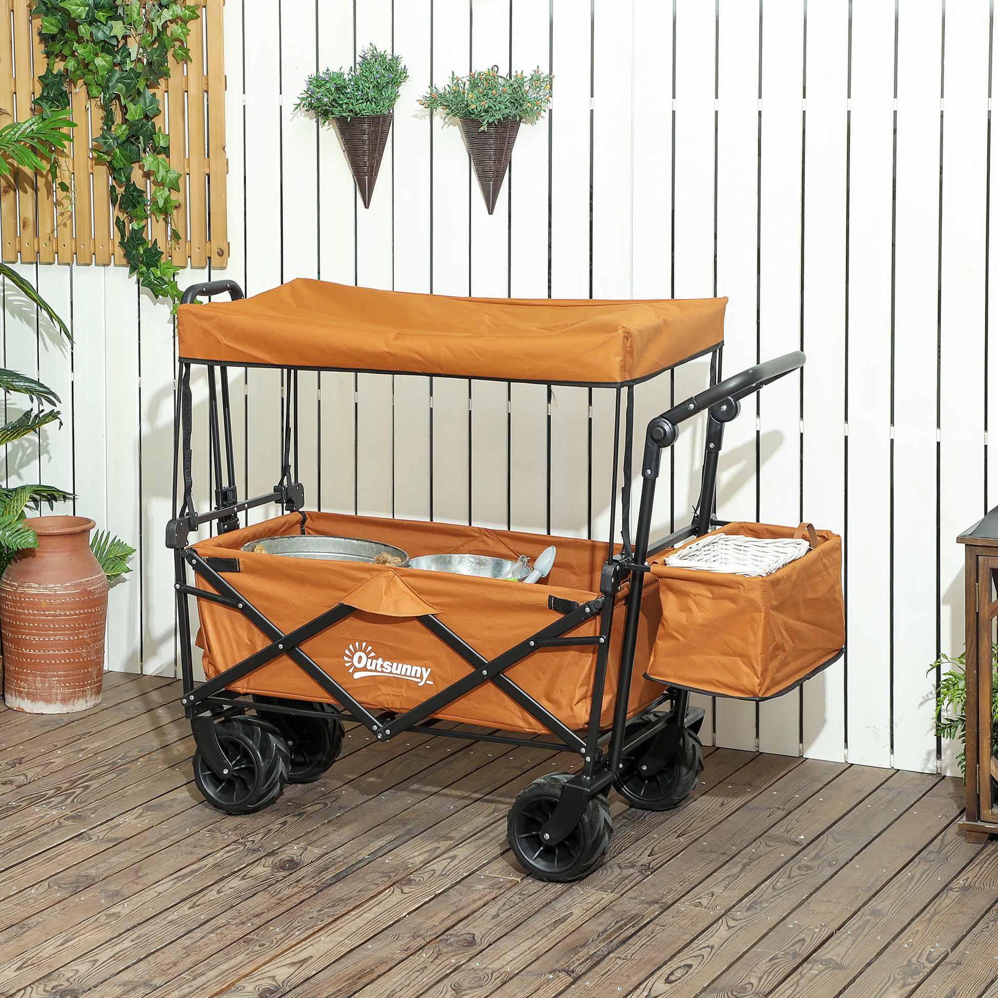 camping trolley Outsunny 120L Festival Trolley on Wheels, Folding Camping Trolley Cart – GardenArch