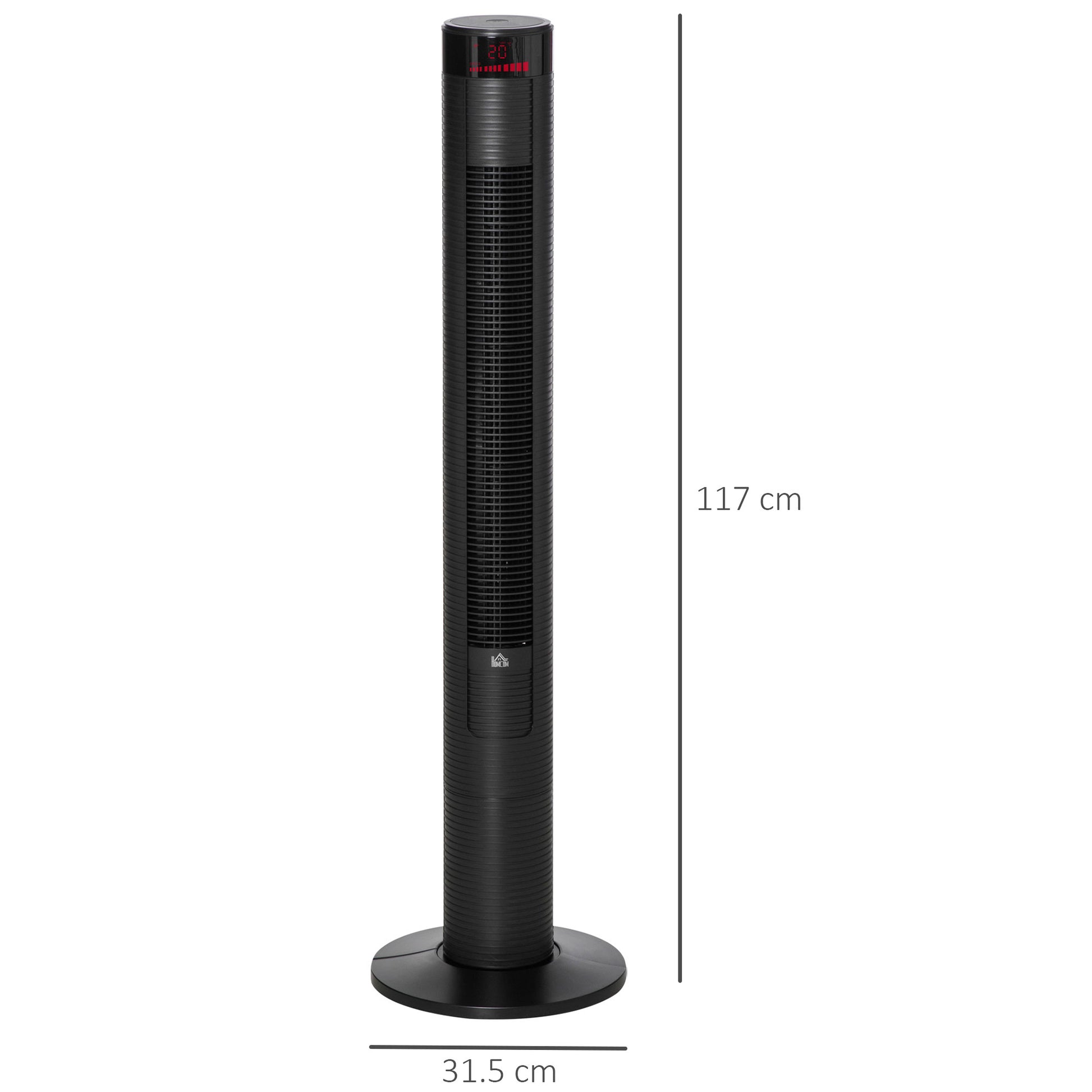 HOMCOM 46" Tower Fan w/ Remote Control, 12H Timer, 3 Speed, 4 Modes, Quiet Cooling Fans, Electric Floor Standing Fan for Home Bedroom Office, Black