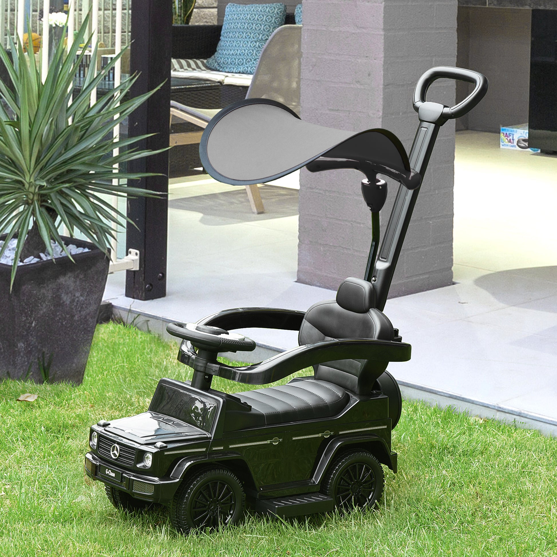 HOMCOM Ride-On Car Push Along Car Mercedes-Benz G350 Sliding Walker Foot to Floor Slider Stroller Toddler w/ Steering Wheel, Black