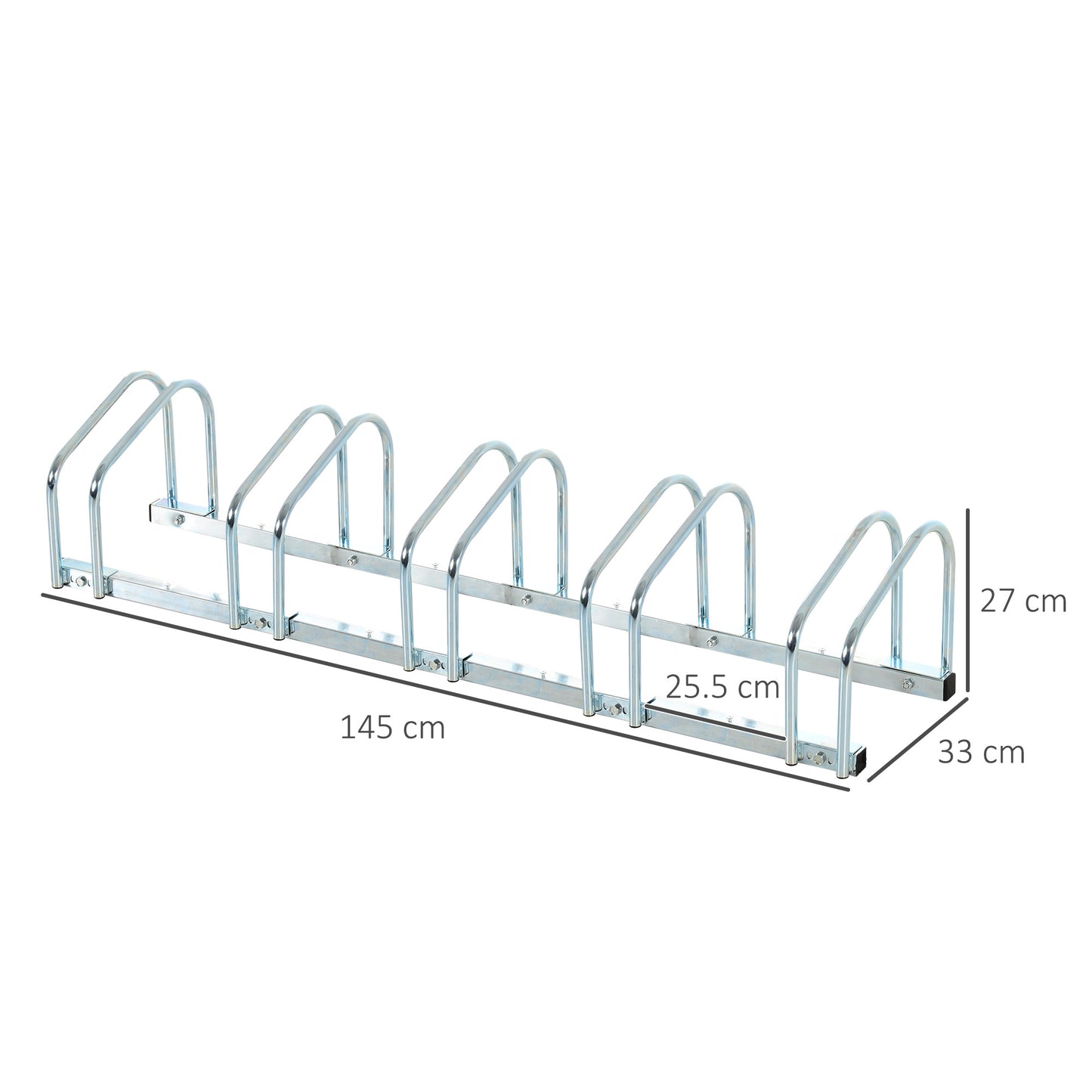HOMCOM 5-Bike Floor Parking Stand Silver