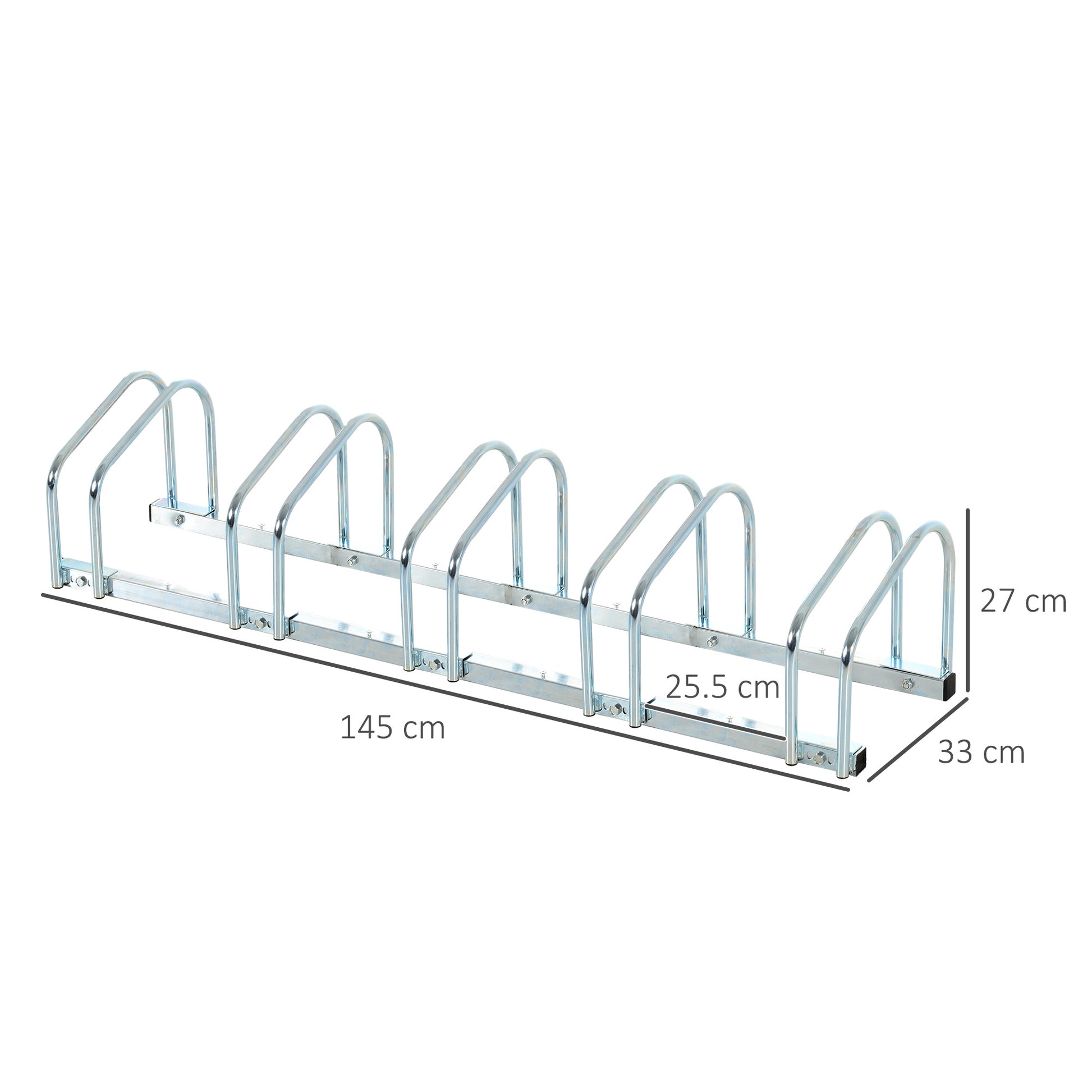 HOMCOM 5-Bike Floor Parking Stand Silver