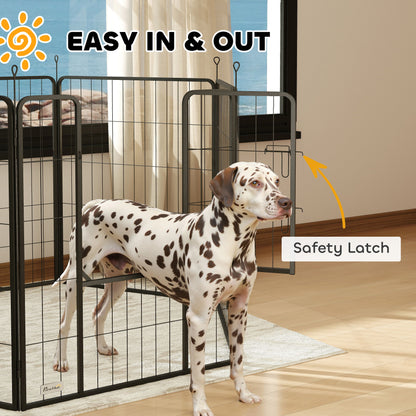 PawHut 6 Panels Dog Playpen, Portable Detachable Puppy Pen with Door, for Large Dogs, 100cm High, Black