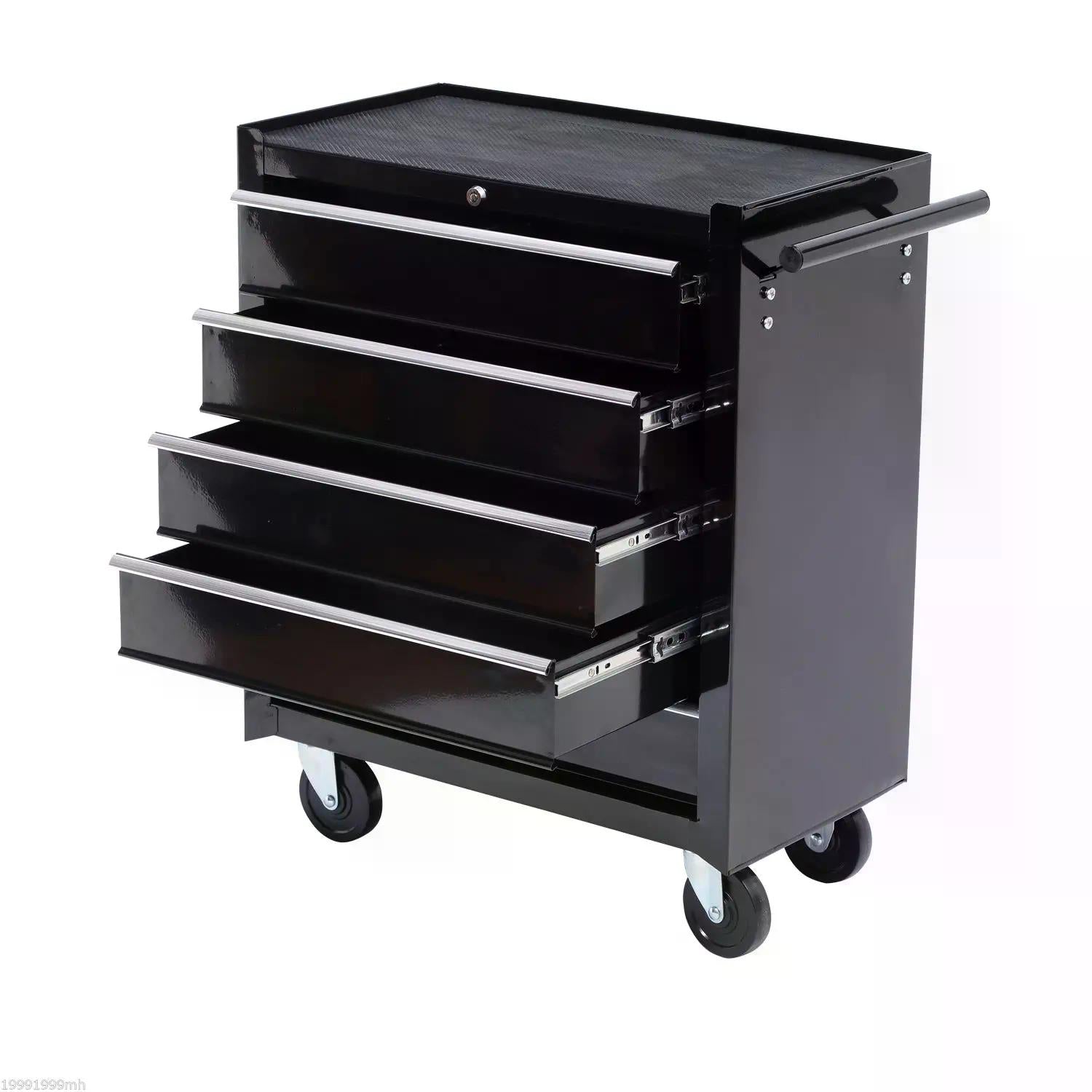 HOMCOM Cold Rolled Steel 5-Drawer Rolling Tool Storage Cabinet Tool Chest Black
