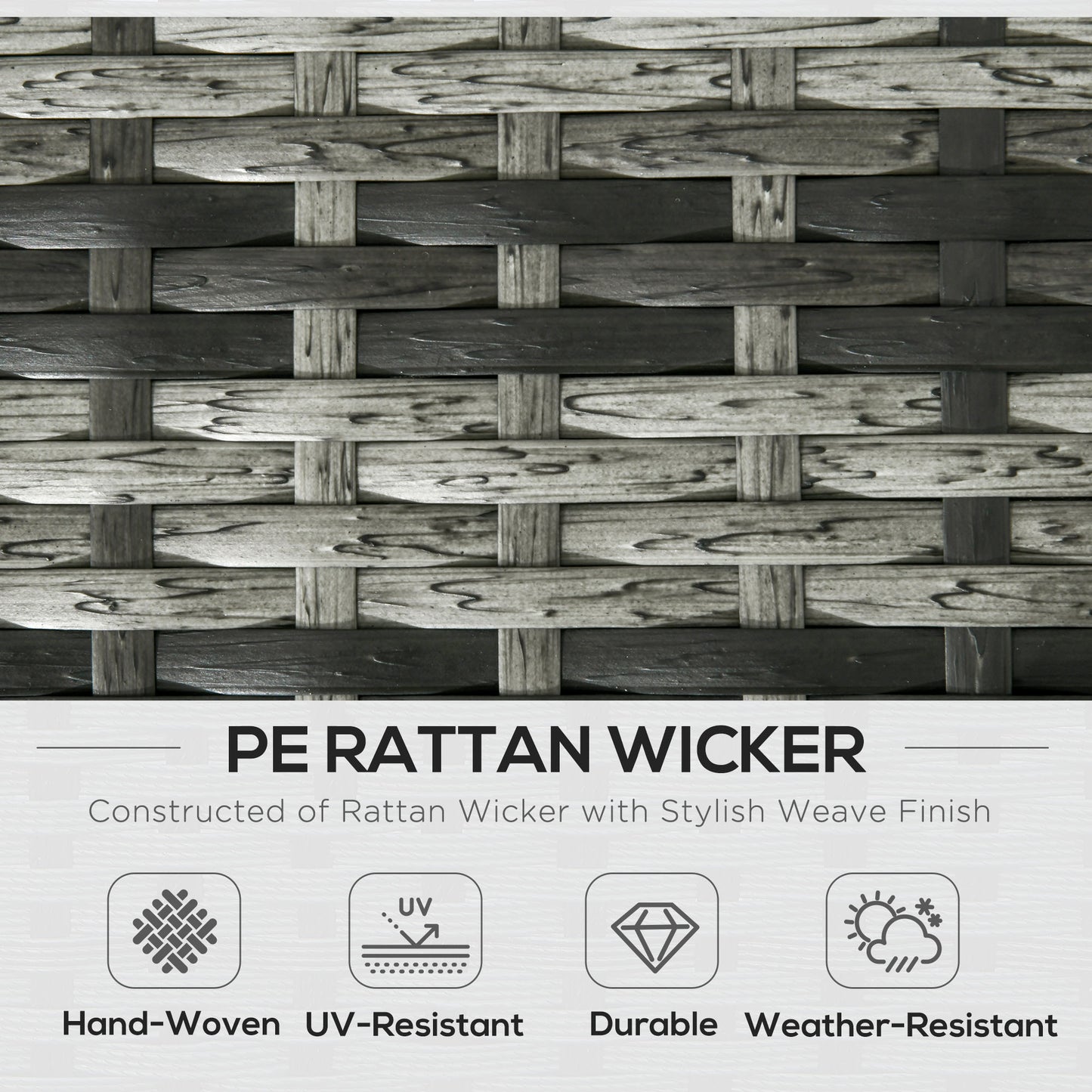 Outsunny 6 Pieces Rattan Garden Furniture Set, 7 Seater Wicker Outdoor Furniture Set with Storage Tea Table & Side Table, Sectional Garden Sofa Set with Cushions, Grey