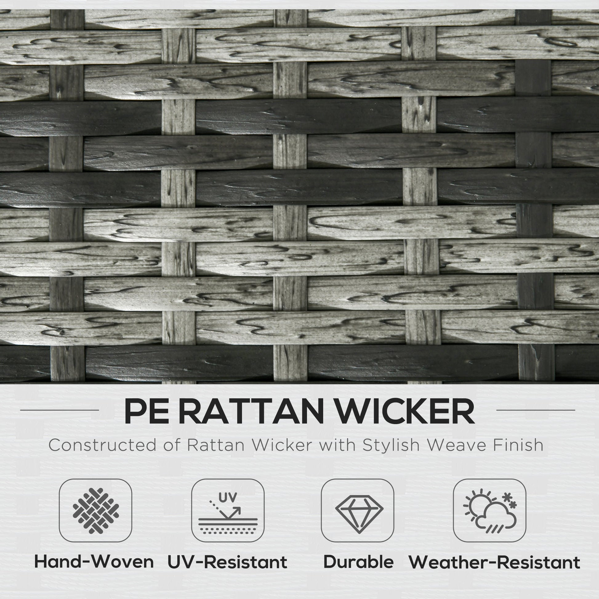 Outsunny 6 Pieces Rattan Garden Furniture Set, 7 Seater Wicker Outdoor Furniture Set with Storage Tea Table & Side Table, Sectional Garden Sofa Set with Cushions, Grey