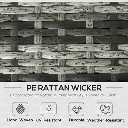 Outsunny 6 Pieces Rattan Garden Furniture Set, 7 Seater Wicker Outdoor Furniture Set with Storage Tea Table & Side Table, Sectional Garden Sofa Set with Cushions, Grey