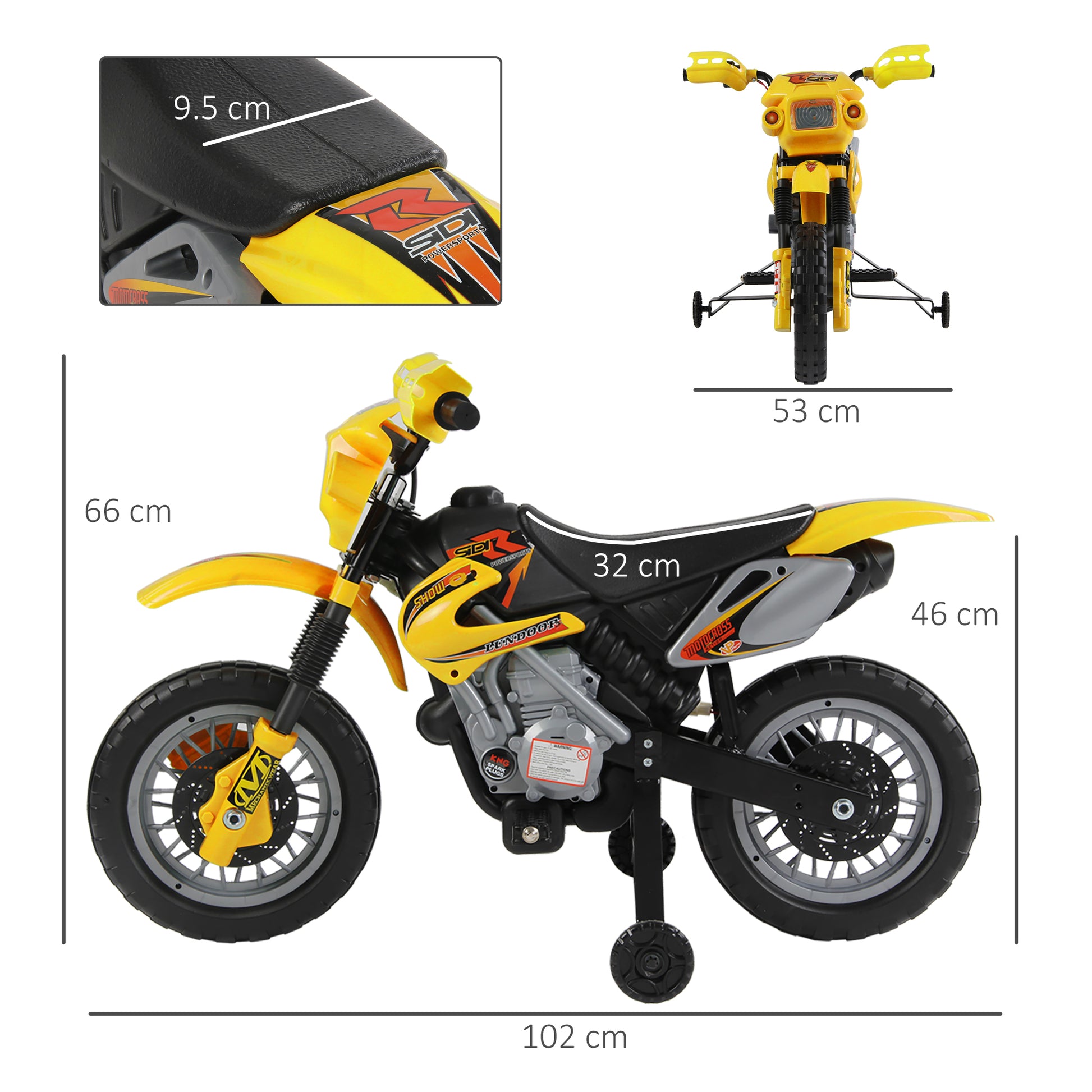 HOMCOM Kids Electric Motorbike Child Ride on Motorcycle 6V Battery Scooter (Yellow)