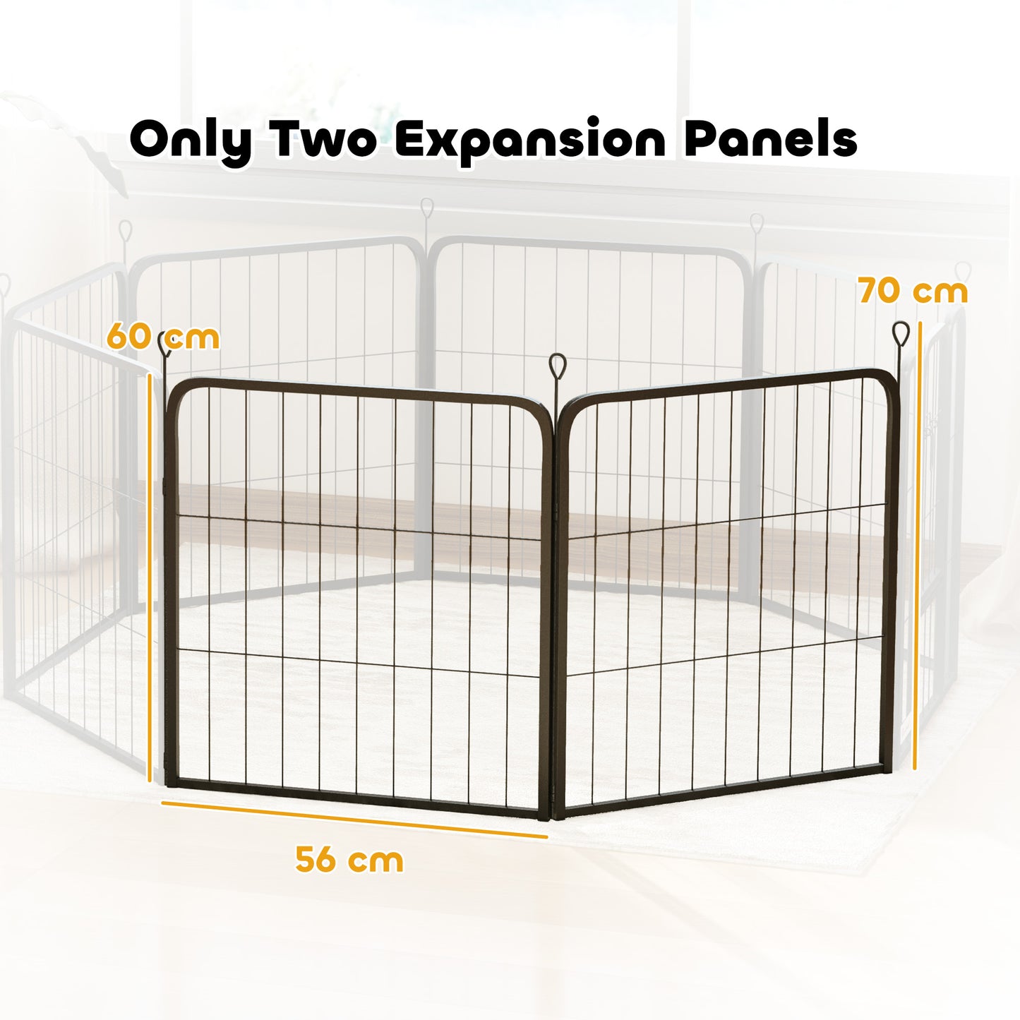 PawHut Two-Piece Dog Pen Expansion Pack for Small Dogs, 60cm Tall Animal Pen with Three Connecting Stakes