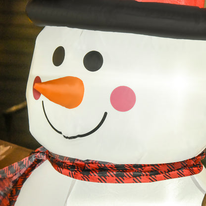 HOMCOM 6ft/1.82m Tall Giant Outdoor Indoor Inflatable Snowman Christmas Decoration for Lawn with Hat Scarf LED Lights