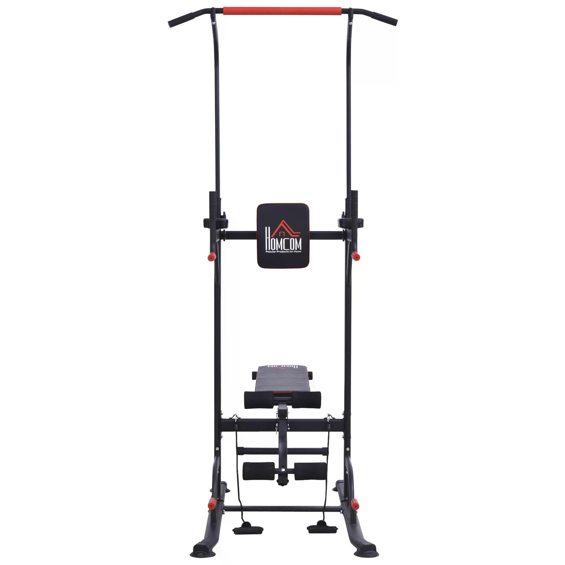 HOMCOM Steel Strength Training Power Tower Pull Up Station Black/Red