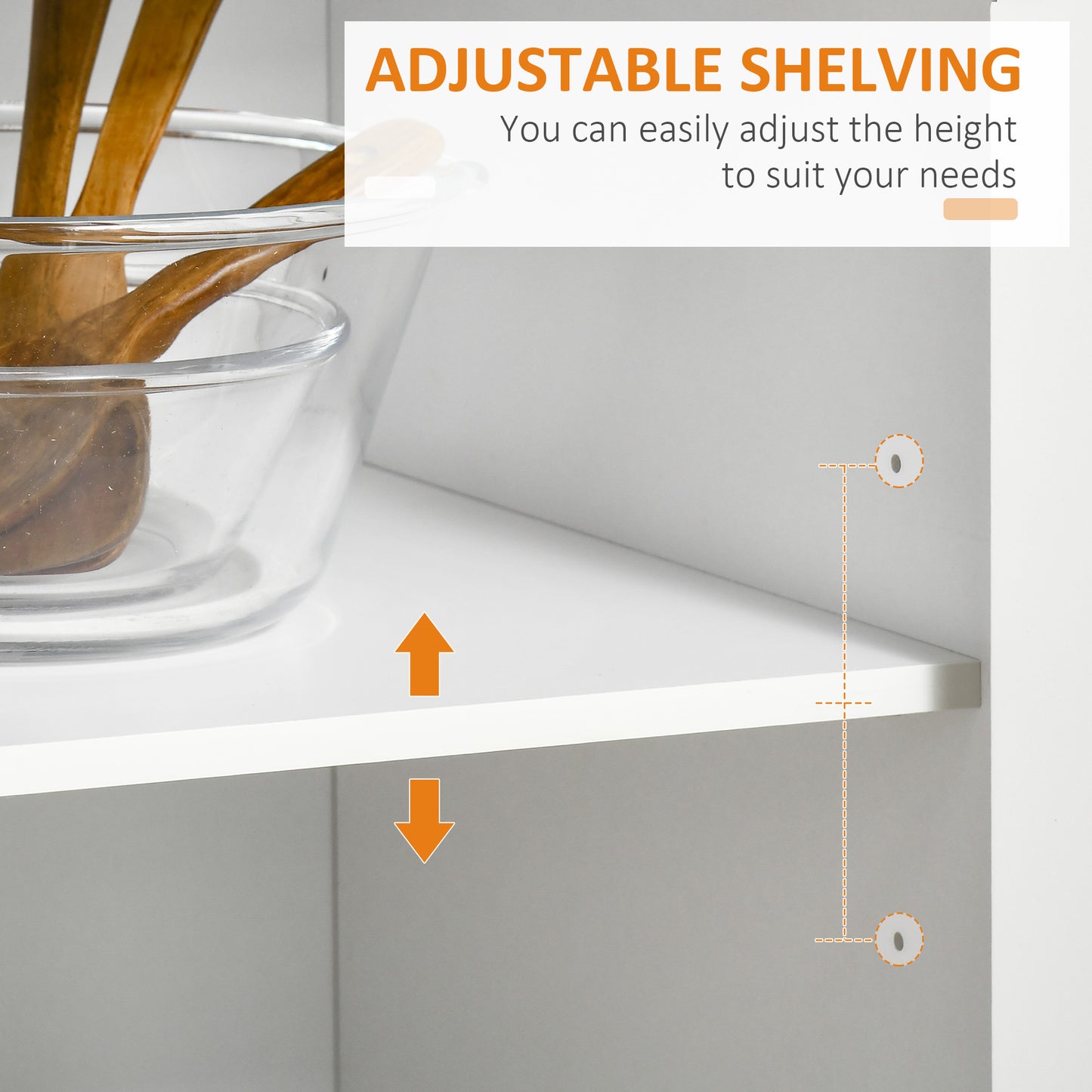 HOMCOM Modern Rolling Kitchen Island Storage Kitchen Cart Utility Trolley with Rubberwood Top, 2 Drawers, White